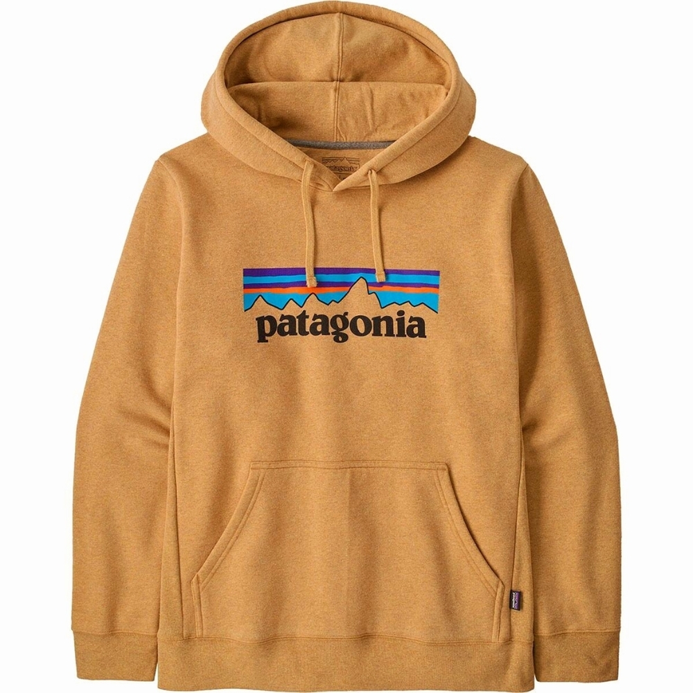 Patagonia Uprisal P-6 Yellow Tan Sweatshirt Hoodie with Logo Women Medium Unisex